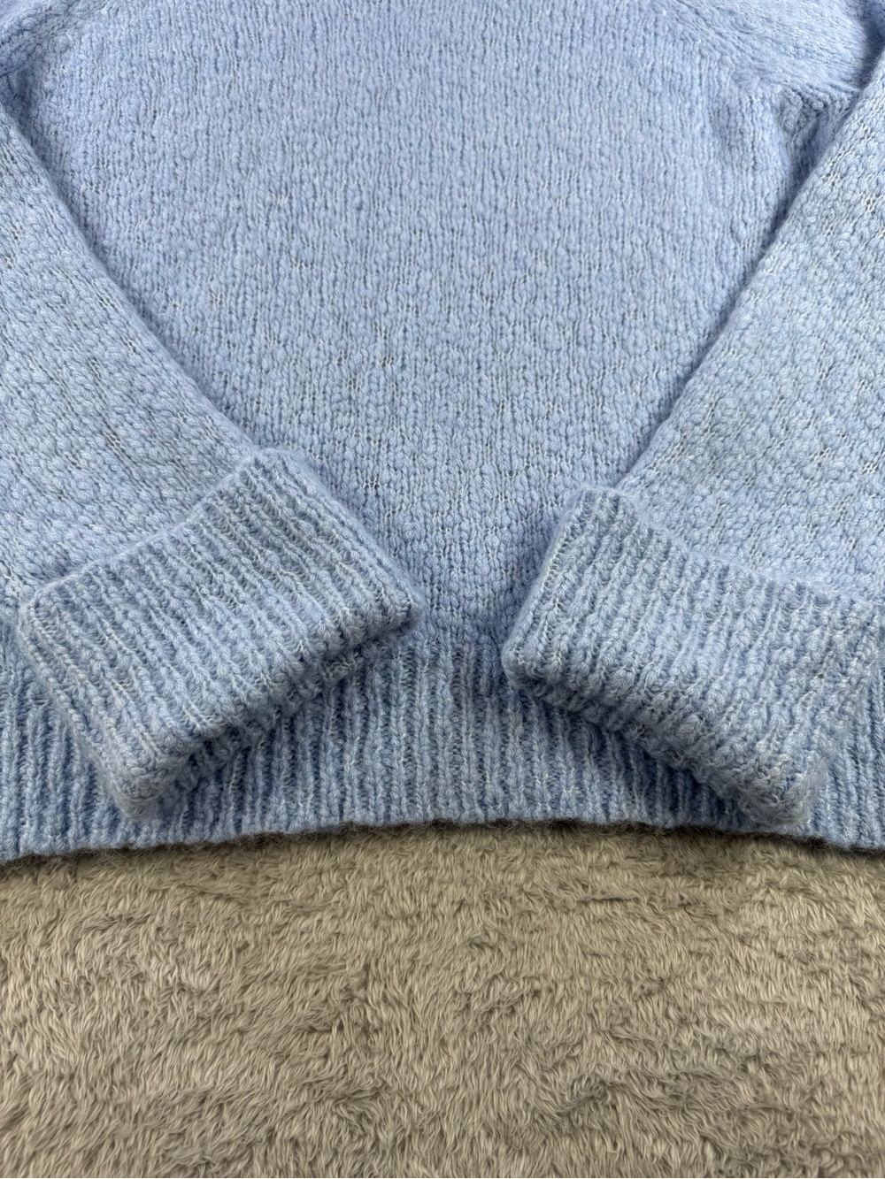 J.Crew Blue Alpaca Blend Textured Mock Neck Sweater Medium - Picture 6 of 11